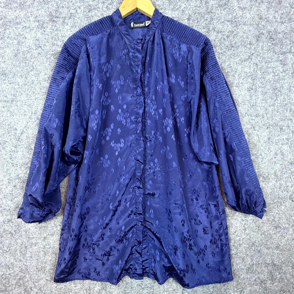 Vintage Fresh Ideas California‎ Secretary Blouse Womens Blue Purple Jacquard
